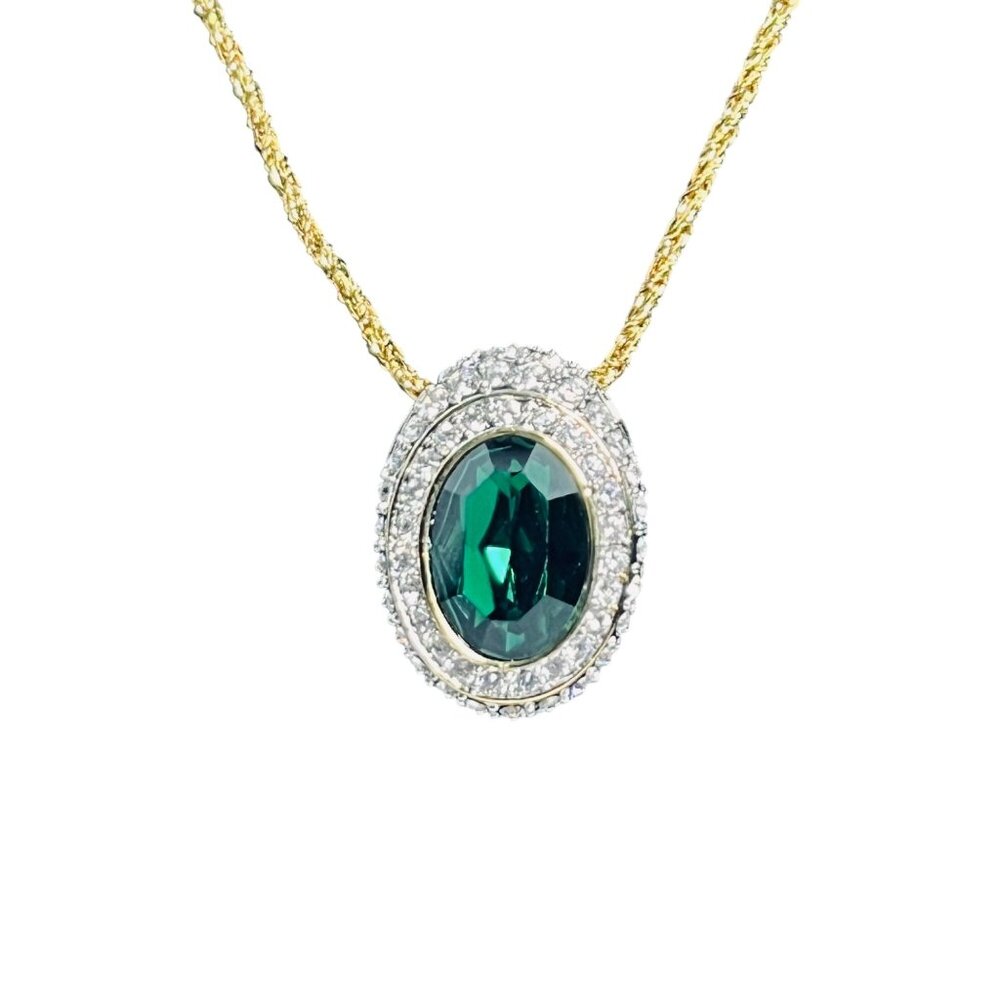 Nolan Miller Gold Tone Rope Chain Necklace With Austrian Crystal Pendant (6005) - Picture 2 of 9